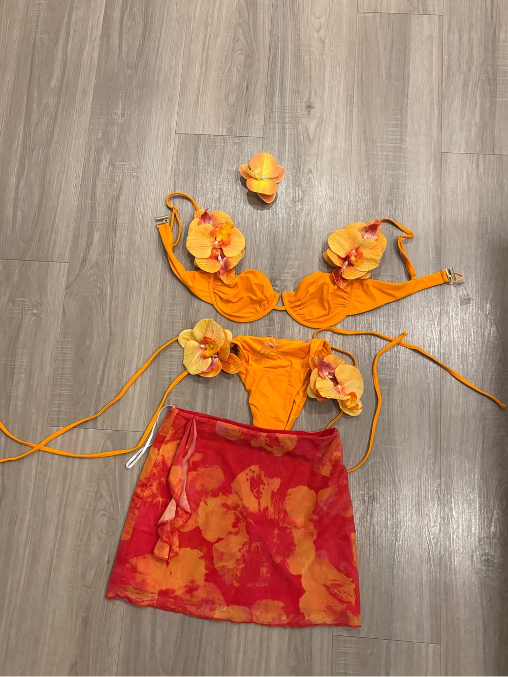 Bright Orange One-Piece Swimsuit with Adjustable Straps